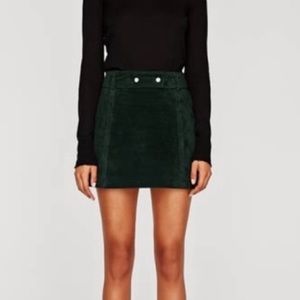 Zara green suede mini skirt, size L
